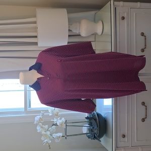 Striped Polo Shirt - Navy and Pink